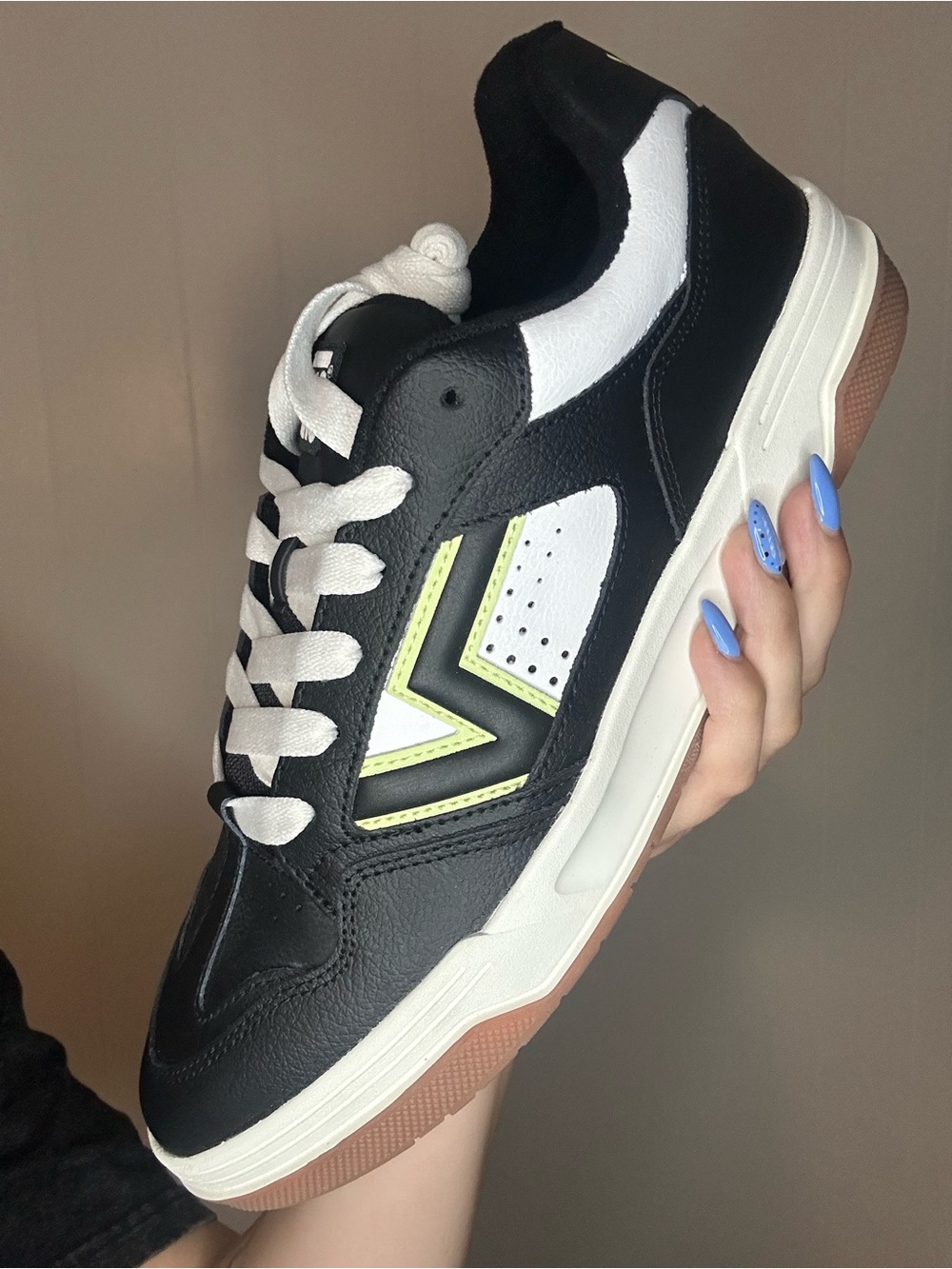 Black & White Men’s Low-Top Vans with Neon Lime Accent